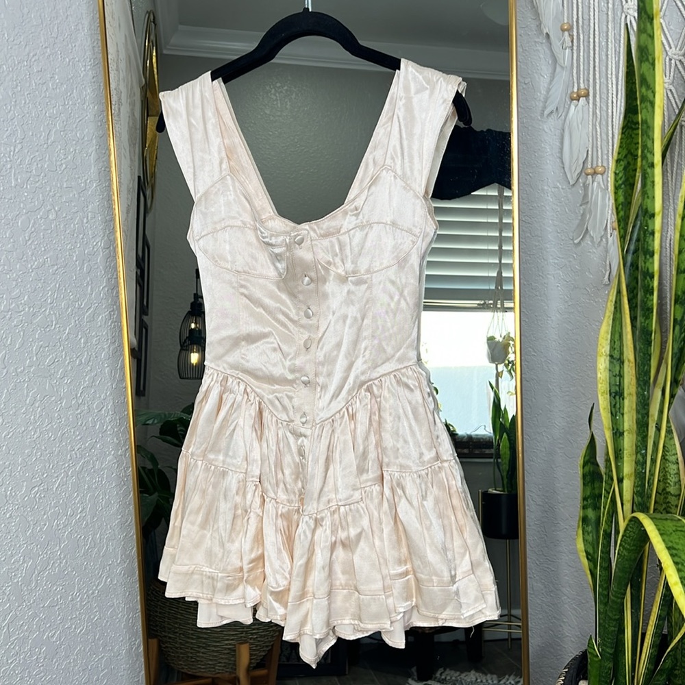 Vanessa Mooney Elizabeth Romper Cream Satin - Picture 5 of 7